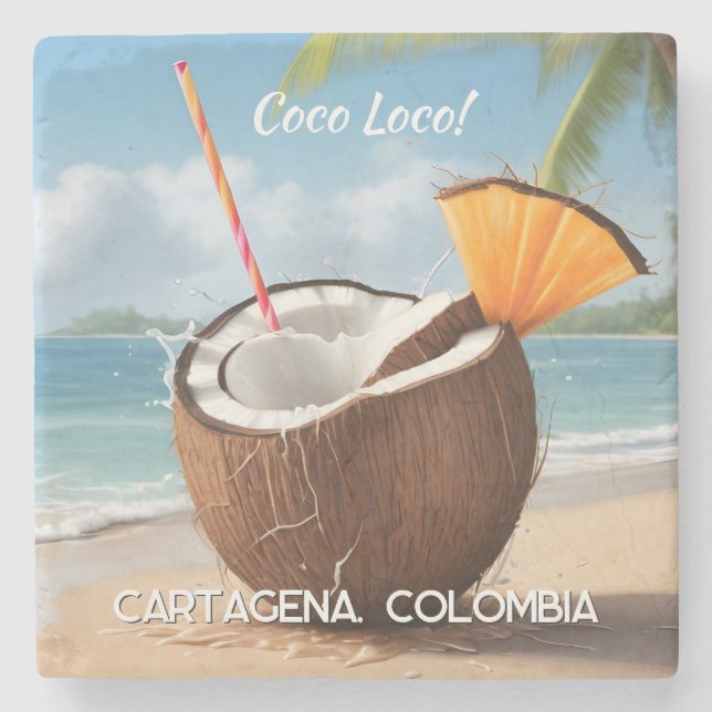 Custom Location Coco Loco Stone Coaster (Front)