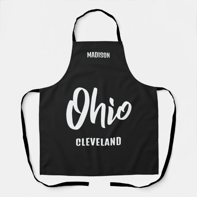 Custom Location, Name & Color Ohio Apron (Front)