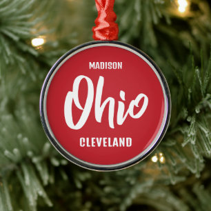 Custom Location, Name & Color Ohio Metal Ornament