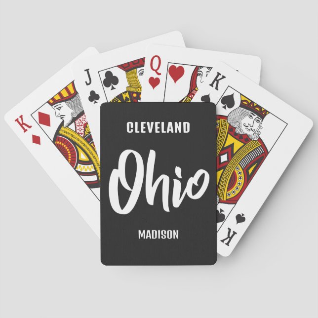 Custom Location, Name & Color Ohio Playing Cards (Back)