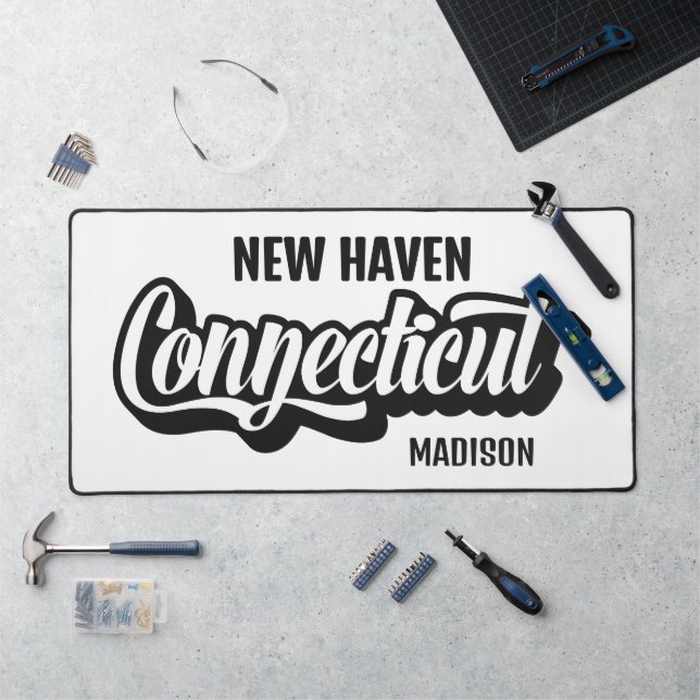 Custom Location & Name Connecticut Desk Mat (Workstation)