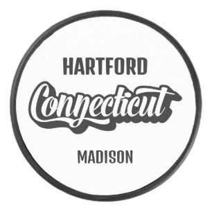 Custom Location & Name Connecticut Hockey Puck