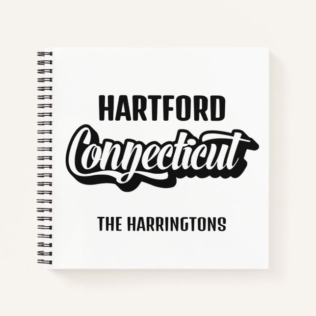 Custom Location & Name Connecticut Notebook (Front)