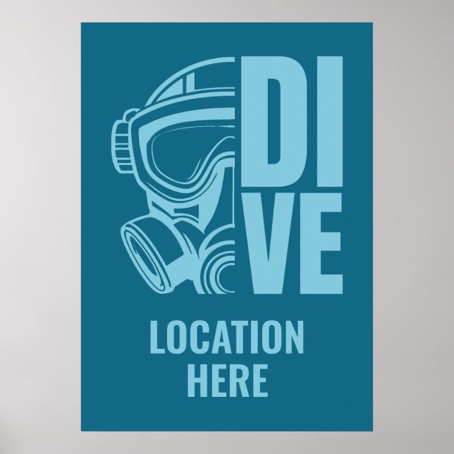 Custom Location Scuba Diving Poster (Front)