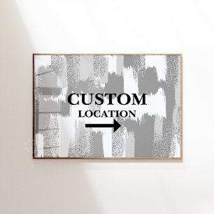 Custom Location Sign Preppy Dorm Decor Blk/Wht