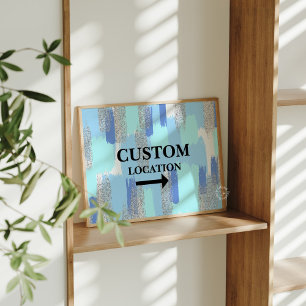 Custom Location Sign Preppy Dorm Decor Blue