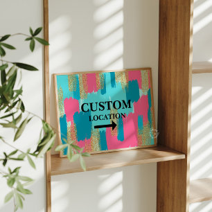 Custom Location Sign Preppy Dorm Decor Blue/Pink