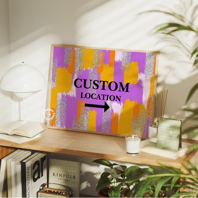 Custom Location Sign Preppy Dorm Decor Purple/Yell (Custom Location Sign Preppy Dorm Decor Purple/Yellow)