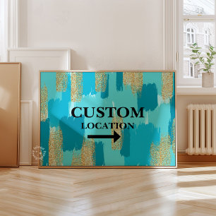 Custom Location Sign Preppy Dorm Decor Teal/Blue