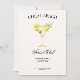 Custom Location Social Club Lemon Cocktail Bach  Invitation
