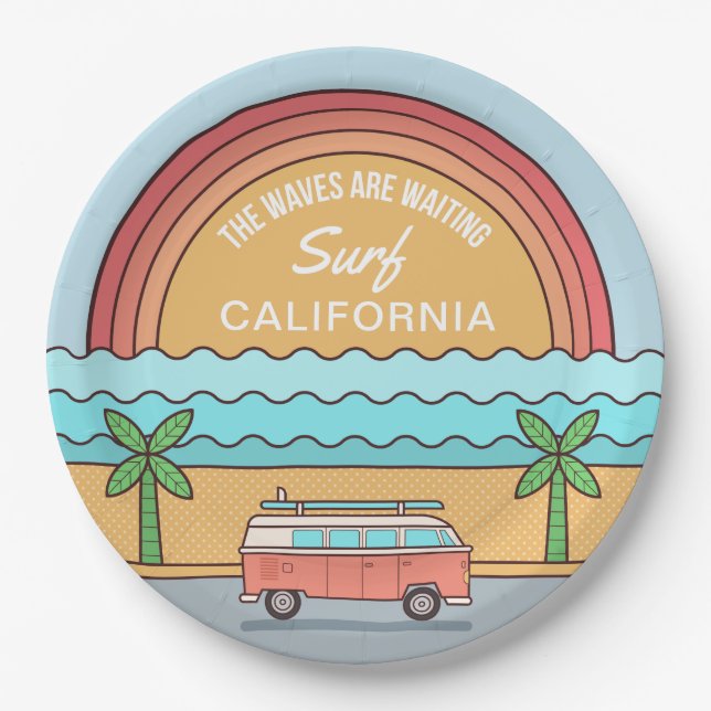 Custom Location Surfer paper plates (Front)