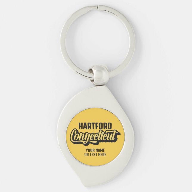 Custom Location & Text Connecticut Key Ring (Front)