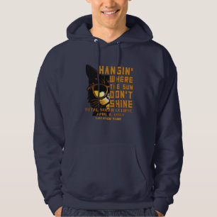 Custom Location Total Solar Eclipse 2024 Cat Hoodie
