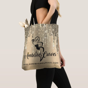 Custom Log Gold Sparkly Fashion Curves Tote Bag