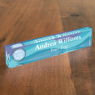 Custom Logo Abstract Watercolor Stripes  Nameplate