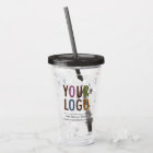 Custom Logo Acrylic Tumbler with Straw No Minimum