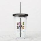 Custom Logo Acrylic Tumbler with Straw No Minimum
