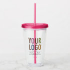 Custom Logo Acrylic Tumbler with Straw No Minimum