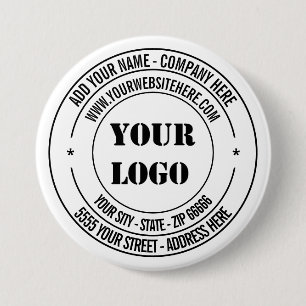 Custom Logo Address Name Website Text Stamp Design 7.5 Cm Round Badge