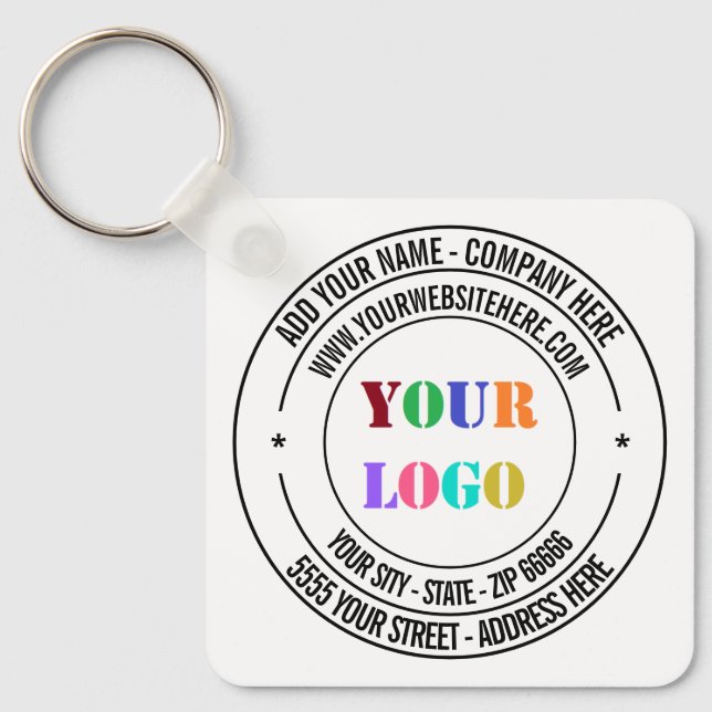 Custom Logo Address Name Website Text Stamp Design Key Ring (Front)