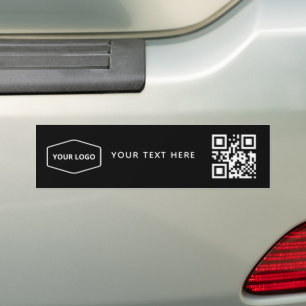 Custom Logo and Business QR Code Promotional Black Bumper Sticker