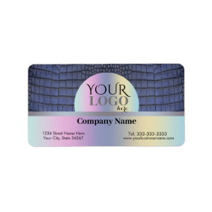 Custom Logo and Company Name Cobalt Alligator Skin Label