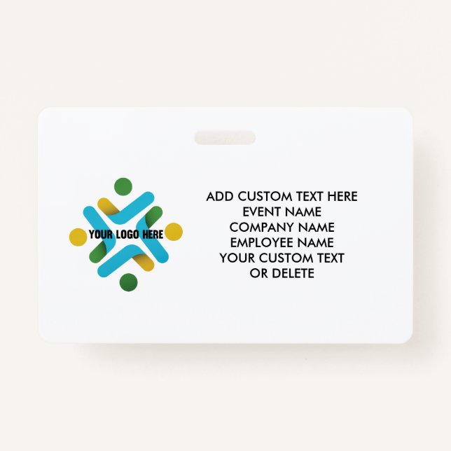 Custom Logo and Custom Text Company Business Event ID Badge (Front)