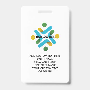 Custom Logo and Custom Text Event Company Business ID Badge