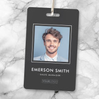Custom logo and photo dark grey employee name id
