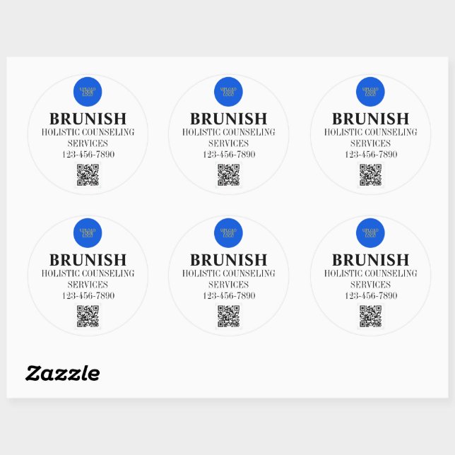 Custom Logo And QR Classic Round Sticker (Sheet)