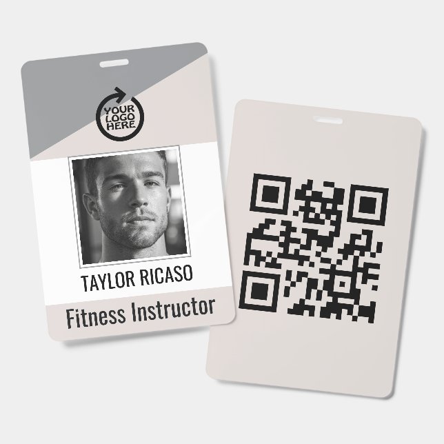 Custom Logo and QR Code Business Personalised ID Badge (Front & Back)