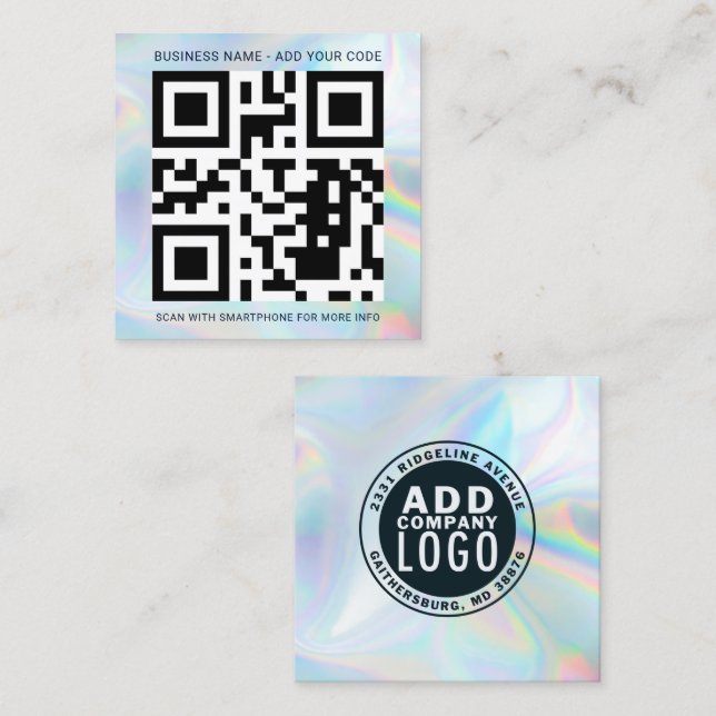 Custom Logo and QR Code Holographic Professional Square Business Card (Front/Back)