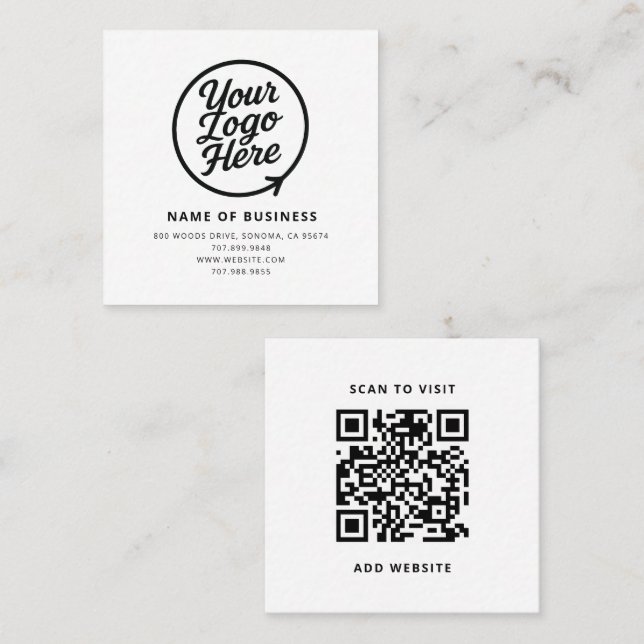 Custom Logo And QR Code Square Business Card (Front/Back)