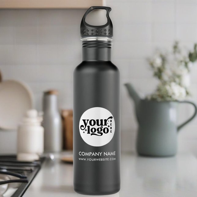 Custom Logo and Text Black  710 Ml Water Bottle (Custom Logo and Text Black Stainless Steel Water Bottle)