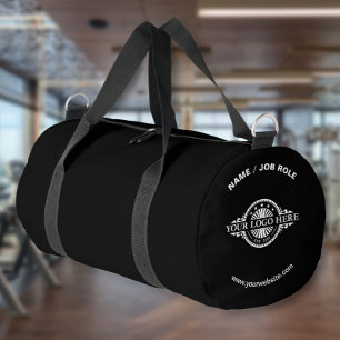 Custom Logo and Text Black Gym Duffle Bag