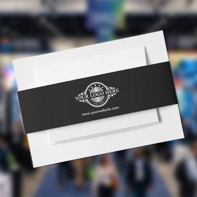 Custom Logo and Text Black Invitation Belly Band (Creator Uploaded)