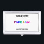 Custom Logo and Text Business Card Case Template<br><div class="desc">Custom Colours and Fonts - Design Your Own Personalised Business Card Cases with Your Company Logo and Name Website or Custom Text Promotional Business Business Card Case Gift - Add Your Logo - Image or QR Code - Photo / Name - Company / Website / or E-amil / Phone /...</div>
