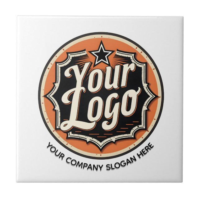 Custom Logo and Text Business Ceramic Tile (Front)