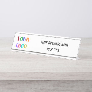 Custom Logo and Text Business Desk Name Plate