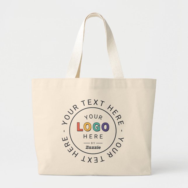 Custom Logo and Text Business Large Tote Bag (Front)