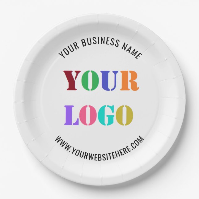 Custom Logo and Text Business Paper Plates (Front)