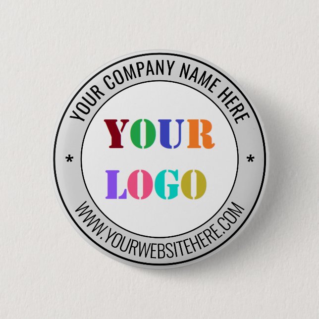 Custom Logo and Text Business Promotional Button (Front)