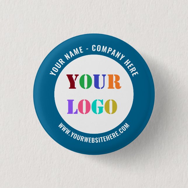 Custom Logo and Text Business Promotional Button (Front)