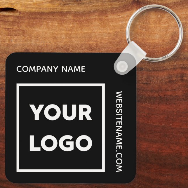 Custom Logo and Text Business Swag Black Key Ring (Back)