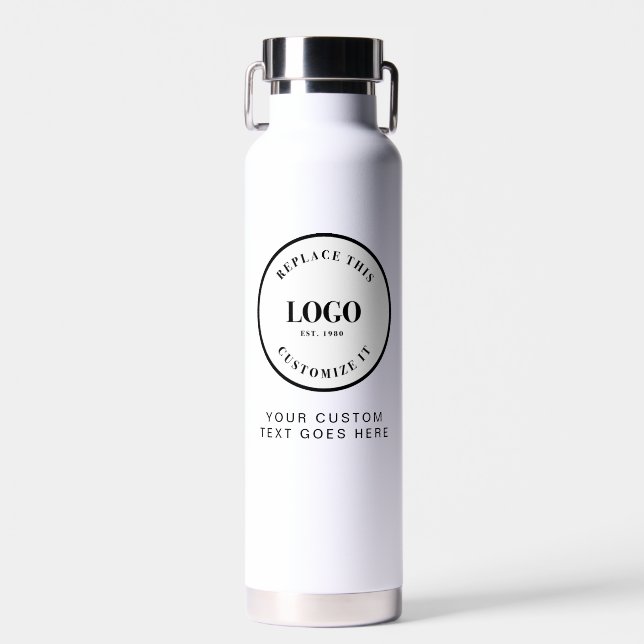 Custom Logo and text Corporate Giveaway Water Bottle (Front)