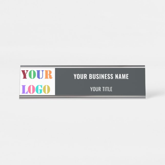 Custom Logo and Text Desk Name Plate - Your Colos (Front)