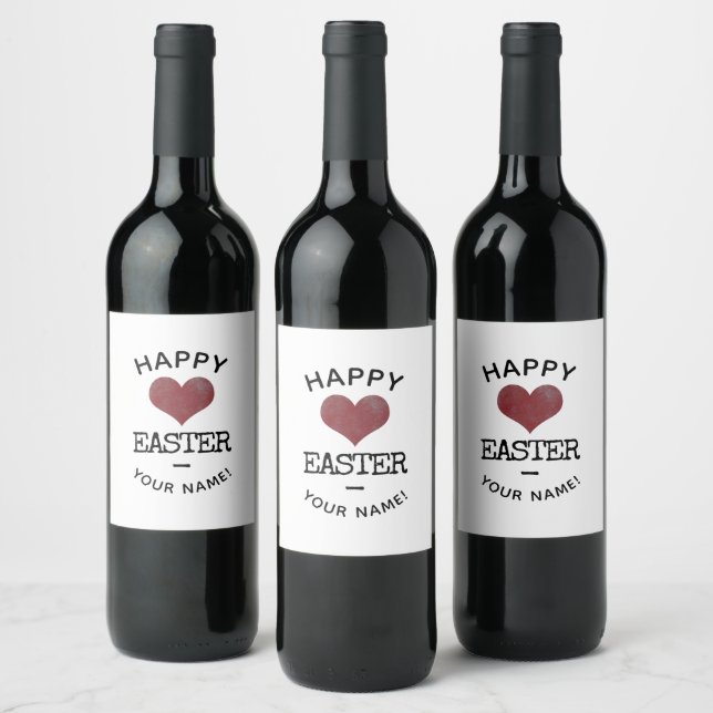 Custom Logo and Text Happy Easter Modern Simple Wine Label (Bottles)