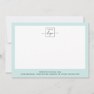 Custom logo and text light aqua blue border modern card
