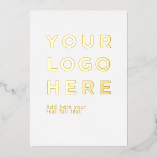 Custom logo and text modern foil invitation card