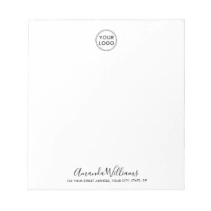 Custom logo and text name company address notepad